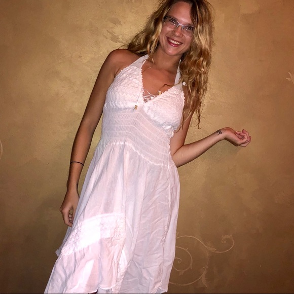 Cute White Fairy Pixie Midi Halter Dress NWOT - Picture 2 of 4